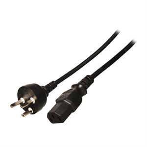 Dator kabel, jordad 3-ben, 1,8 meter,svart