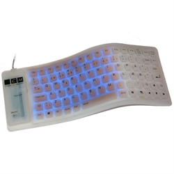 Flexible mini keyboard med belysta knappar, transparent (DANSKT språklayout) - SLUTSÅLD - EOL