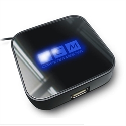 CM USB 2.0 hub, 4 portar, med blå Led logo (Hi-Speed) - SLUTSÅLD - EOL