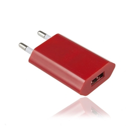 Strömadapter 230V till USB, röd - SLUTSÅLD
