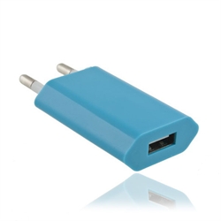 Strömadapter 230V till USB, blå - SLUTSÅLD