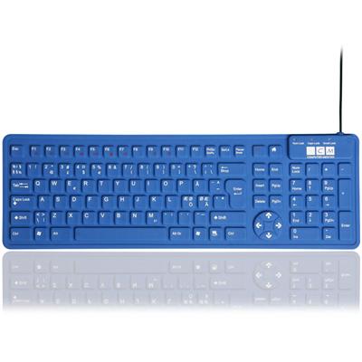 Vattentätt tangentbord i silikon gummi, blå, NORDISKT språklayout - SLUTSÅLD - EOL
