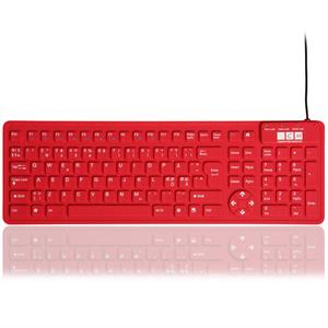 Vattentätt tangentbord i silikon gummi, röd (Nordisk språklayout)