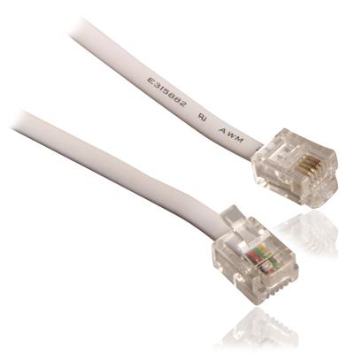 Router kabel, RJ 11, vit, 10 meter