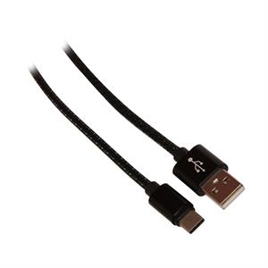 Tygklädd USB C kabel, svart, 2 meter