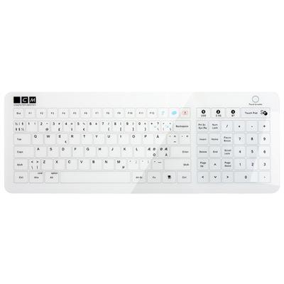 Glastangentbord med touchpad, vit, Bluetooth eller USB (Nordisk språklayout)