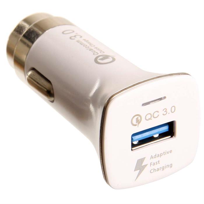 USB laddare för bilen i exklusivt design, 3.0 A, vit