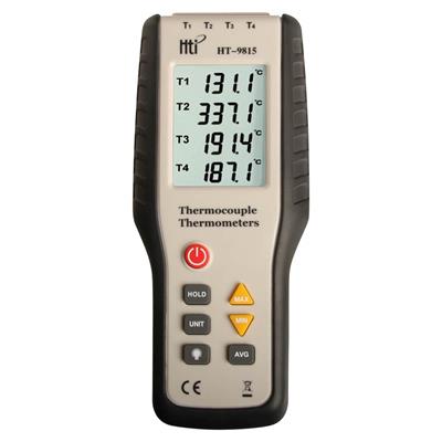 Termometer med belyst LCD display, 4 kanaler