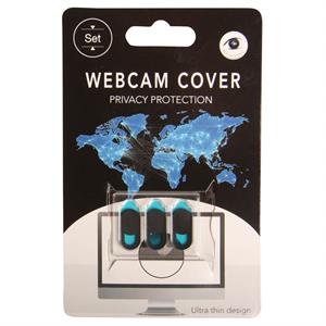 Webbcam skydd med lucka, svart, självhäftande, 3-pack