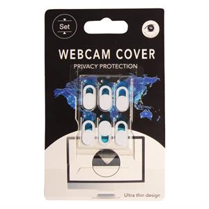 Webbcam skydd med lucka, vit, självhäftande, 6-pack