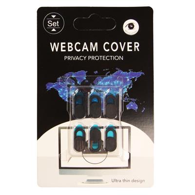 Webbcam skydd med lucka, svart, självhäftande, 6-pack