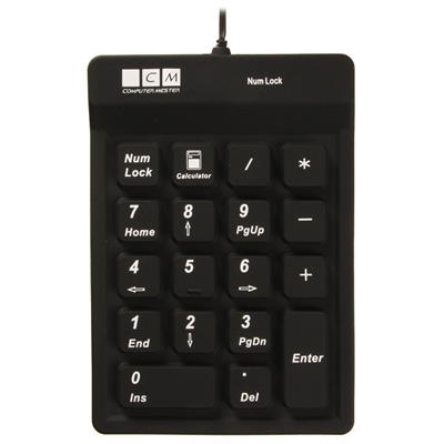Vattentätt numeriskt tangentbord i silikongummi, USB, svart