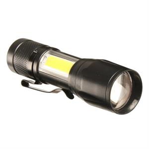 Ficklampa med LED ljus och justerbar lins, laddbar