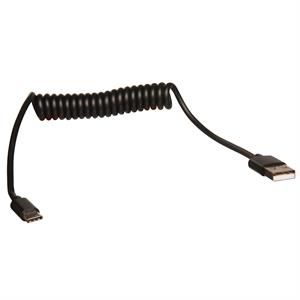 USB C spiralkabel, svart