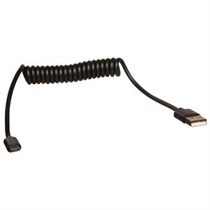 Mikro USB spiralkabel, svart