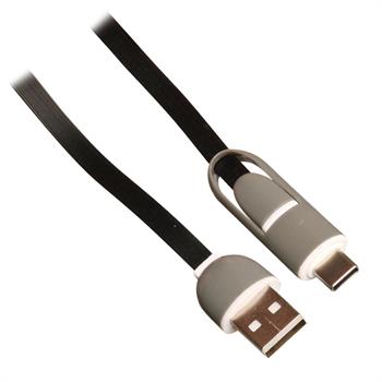 USB laddsladd för både USB C och Micro USB, 1 m, svart