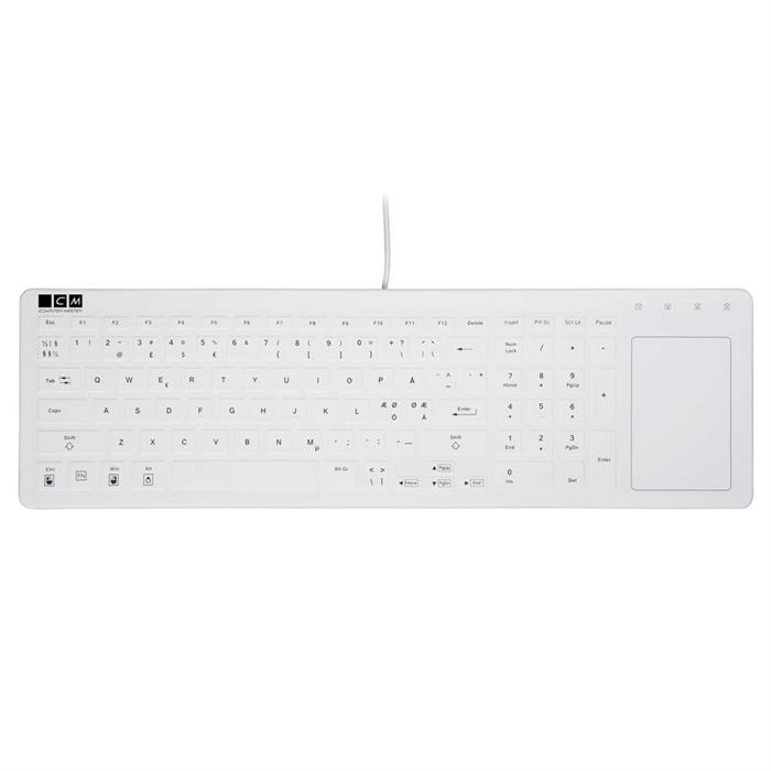 Vattentätt mekaniskt tangentbord med touchpad, vit (Nordisk språklayout)