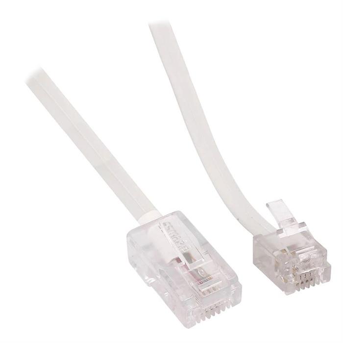 Modem kabel, RJ 11 / RJ 45, vit, 3 meter