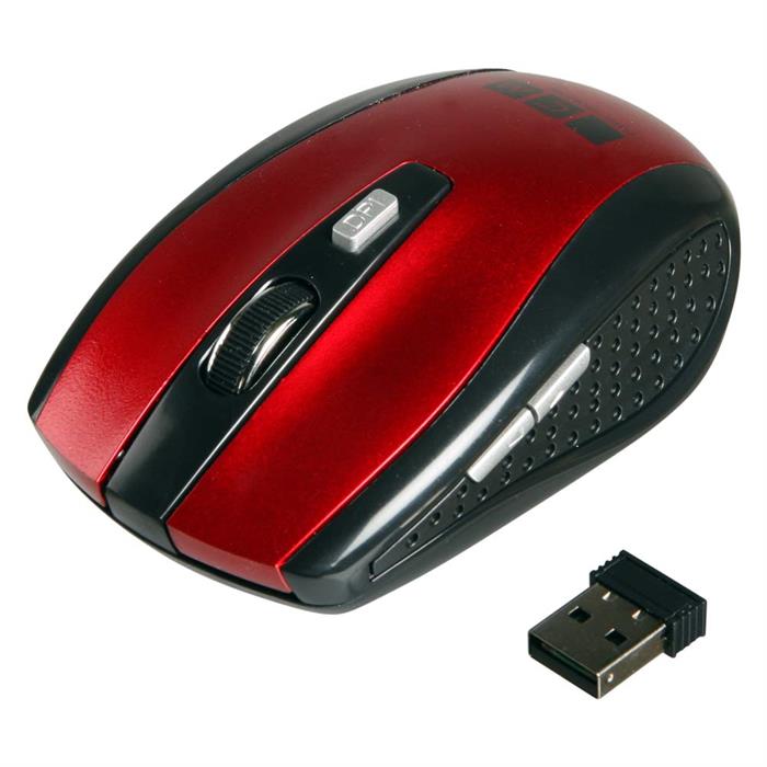 Trådlös mus, 2,4 GHz USB, röd metallic