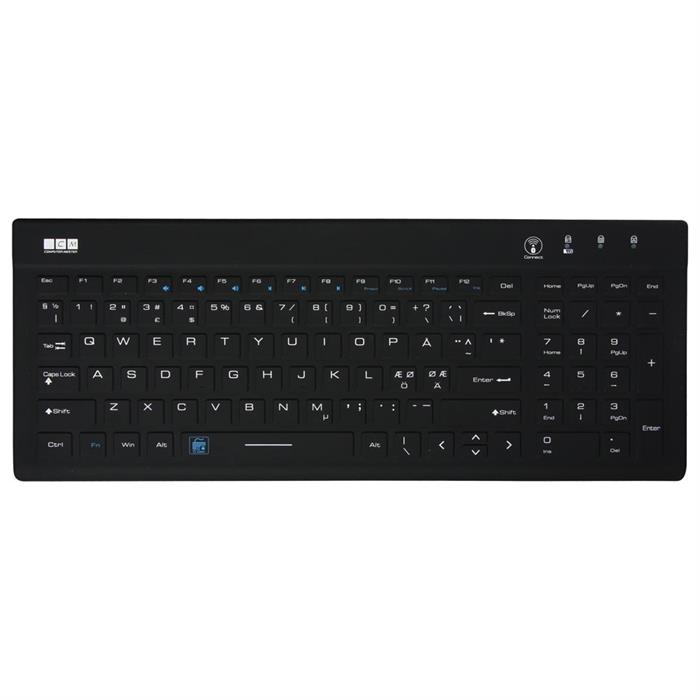 Vattentätt Bluetooth full size tangentbord, svart (Nordisk språklayout)