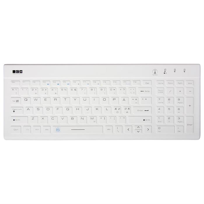 Vattentätt Bluetooth full size tangentbord, vit (Nordisk språklayout)